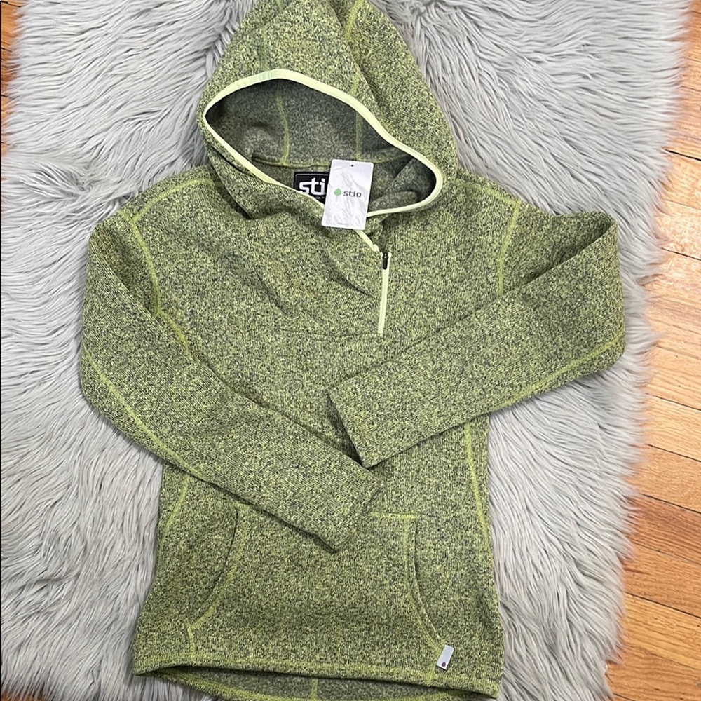 Stio Olive Heather Hooded Sweater